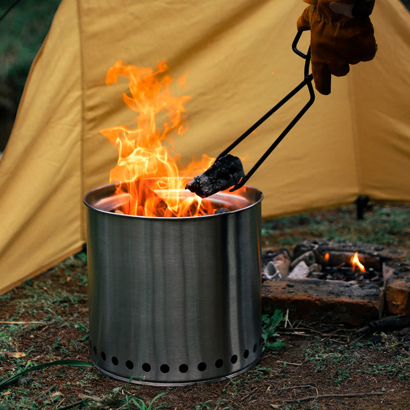 Eldstad till camping - rostfritt stål.