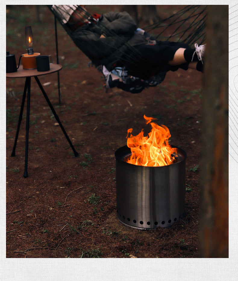 Eldstad till camping - rostfritt stål.